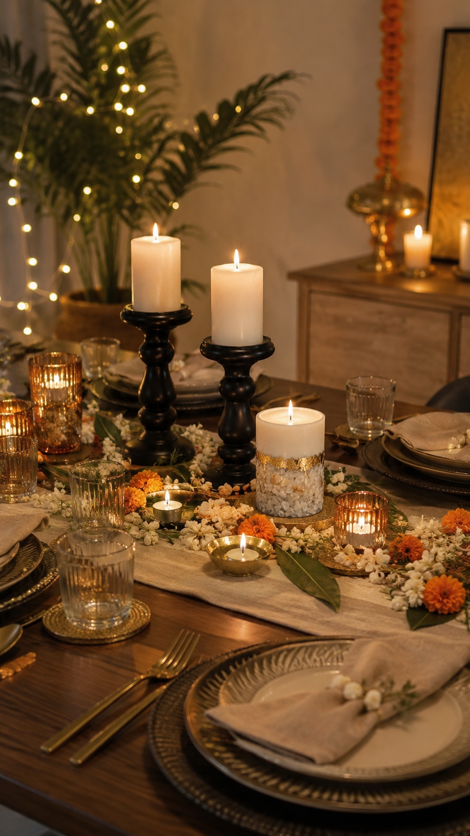 Modern Diwali Decor Ideas for Your Home: Elegant Diwali Decoration with Candles
